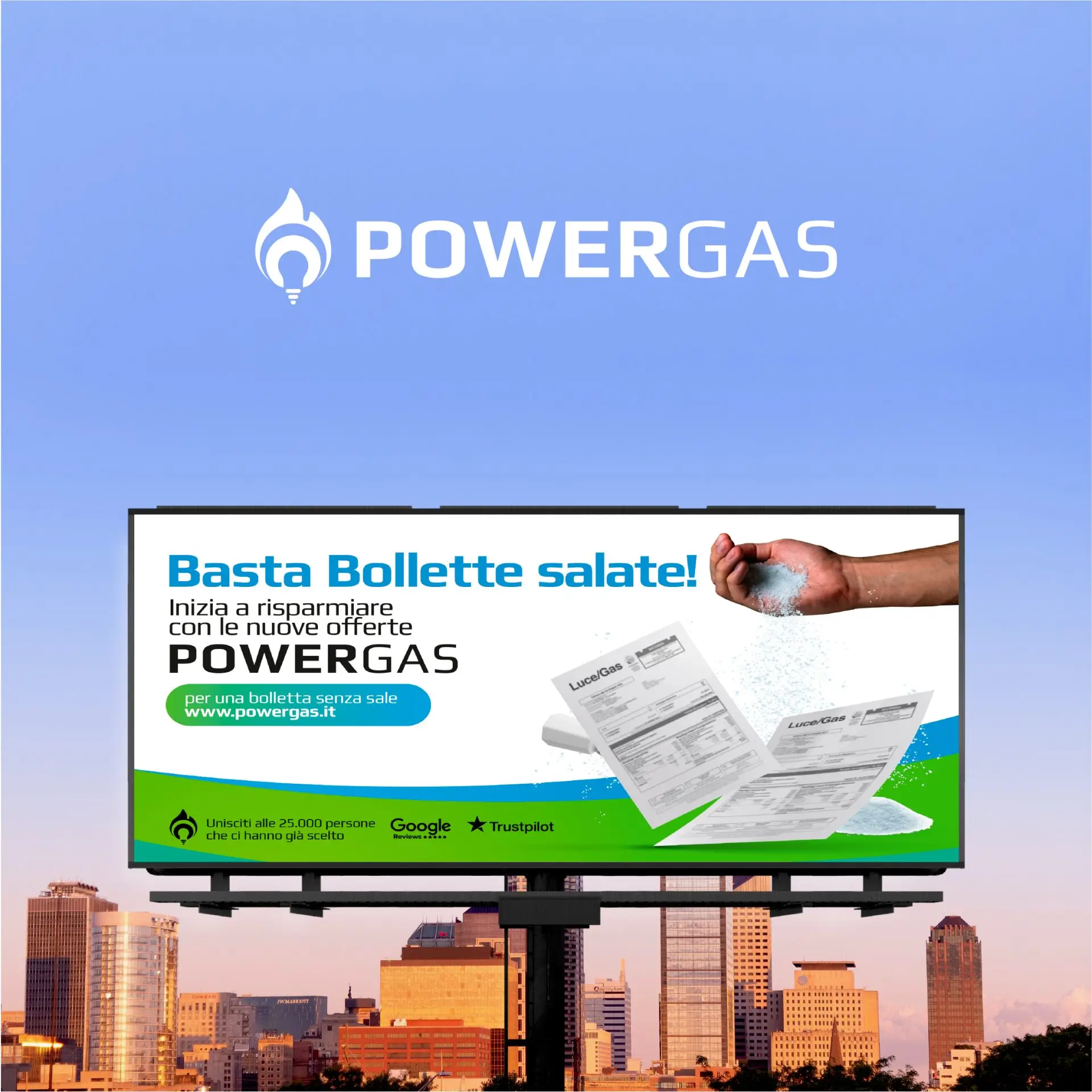 Campagna comunicativa online e offline - Powergas: tono distintivo e divertente per differenziarsi nel settore delle utility gas e luce