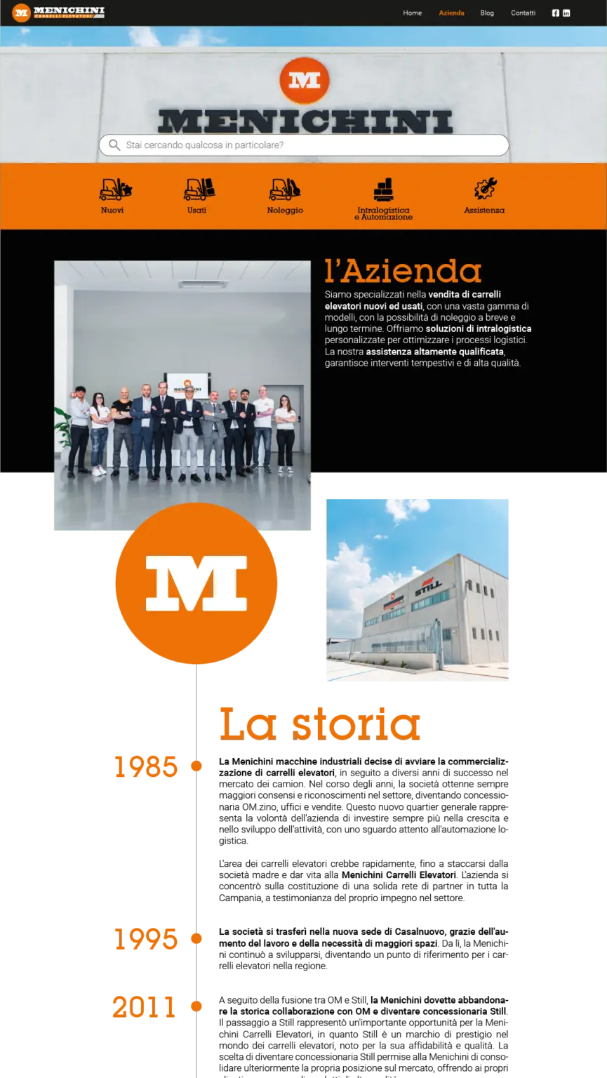 Menichini carrelli elevatori - Progetto sito web realizzato da Timeer Srl