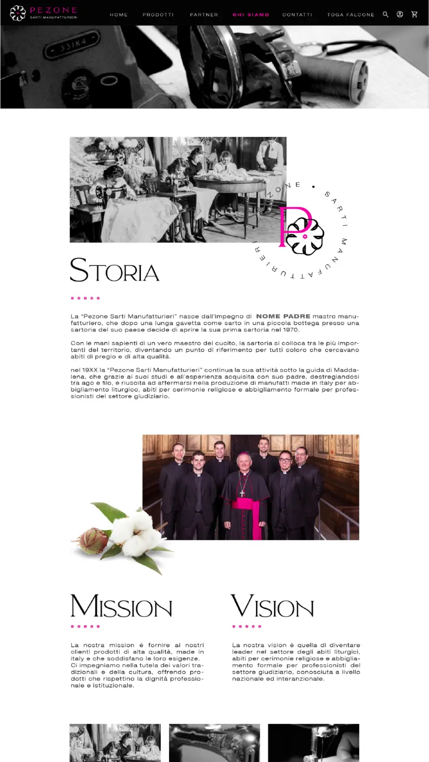 Pezone Sarti - Progetto sito web realizzato da Timeer Srl