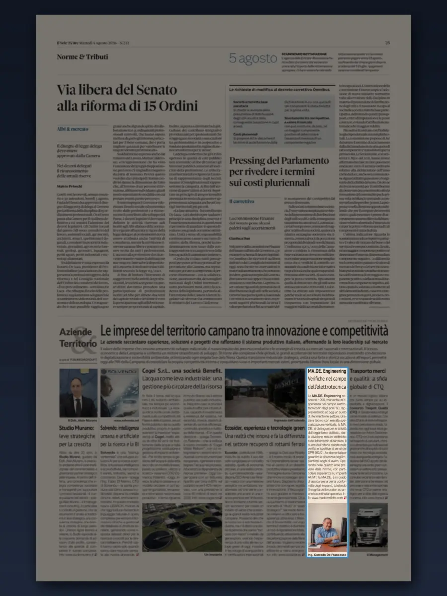 Articolo su Il Sole 24 Ore e online — shooting